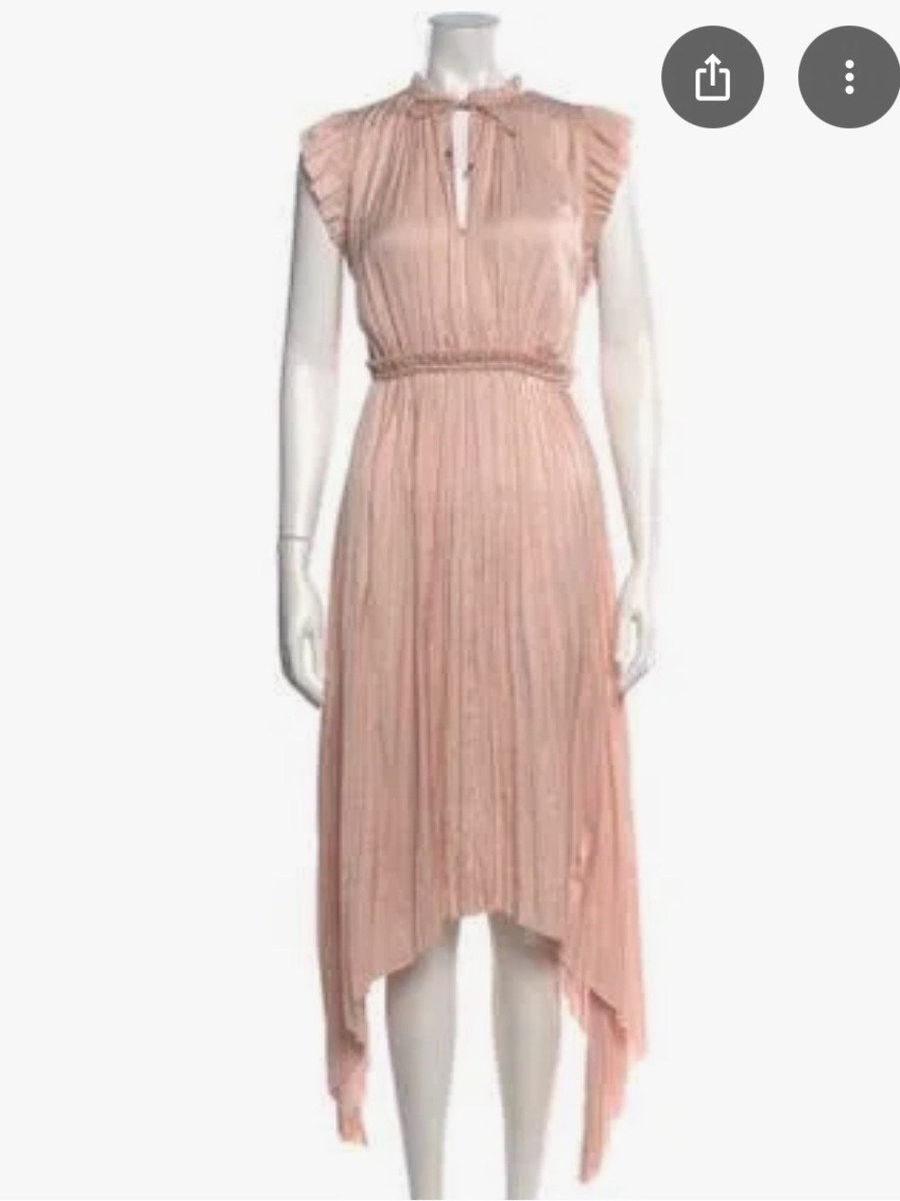 Ulla Johnson Pleated V-Neck Ruffle Dress in Blush Pink
